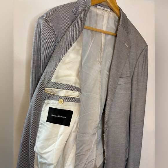 Ermenegildo Zegna Silk Cotton Striped Stretch Sport Coat - Picture 5 of 12
